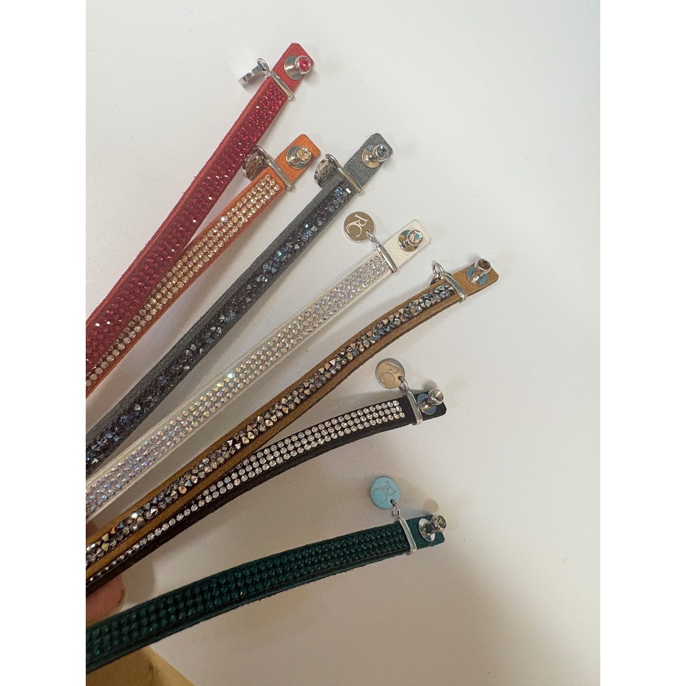RC Robin Cohen Crystal Suede Wrap Bracelet Set Multi Color Rhinestone 7pc